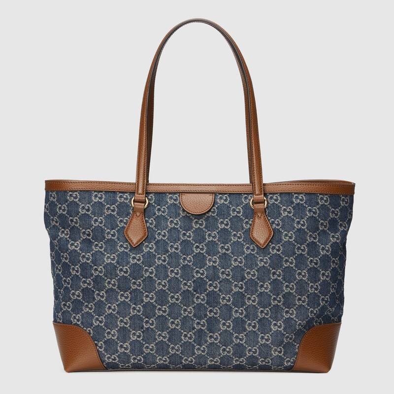 Gucci Ophidia GG Medium Tote Shoulder Bag 631685 Dark blue and ivory